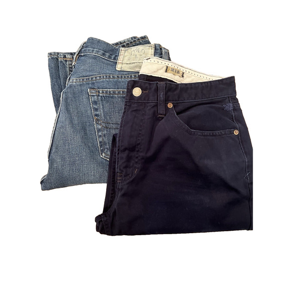 Lot of 2 Polo Blue Pants and Polo Jean 32/30 Jeans Light Wash and Dark Wash - Picture 1 of 5